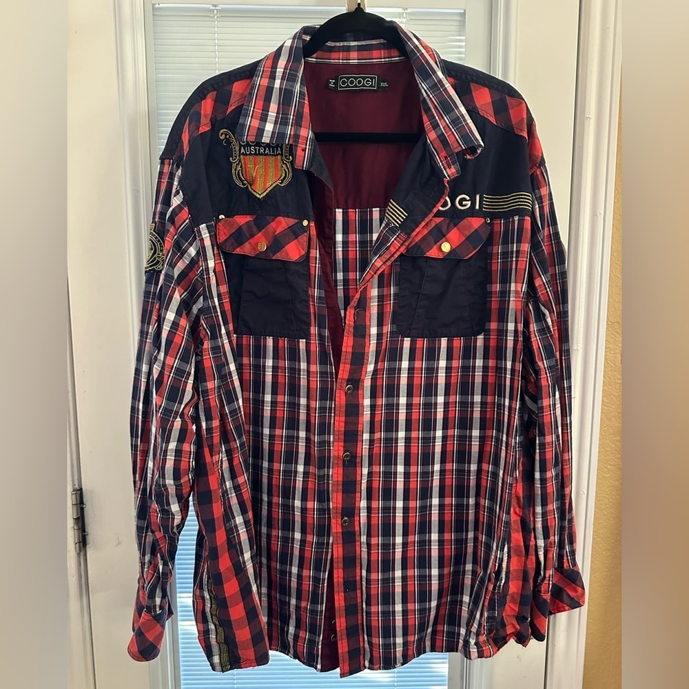 COOGI Multicolor Plaid Shirt with Embroidery size XXL